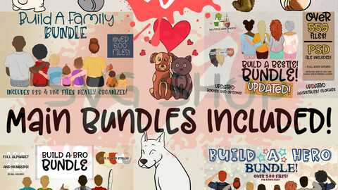 Full Body Expansion Pack | Build a Family | Valentines Expansion pack | HairStyles Expansion pack | Cat Expansion Pack | Dog Expansion Pack, 300dpi