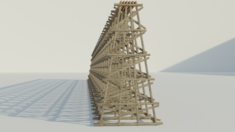 Wood trestle bridge 3D model PBR materials