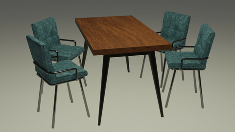 Tolix Marais table and Queen chair 3Dmodel