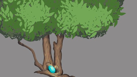 Tree with a blue egg for game