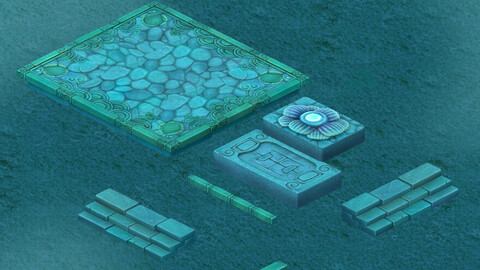 Submarine Cartoon World - Seabed Square Surface