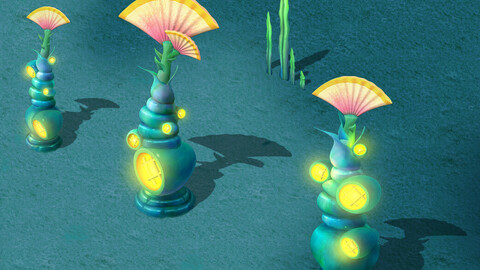 Submarine cartoon world - sea elves lighthouse