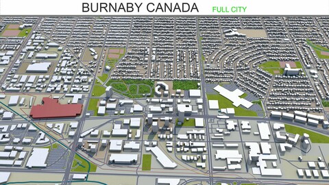 Burnaby city Canada 3d model 20km