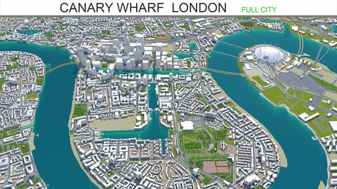Canary Wharf  city London 3d model 5km