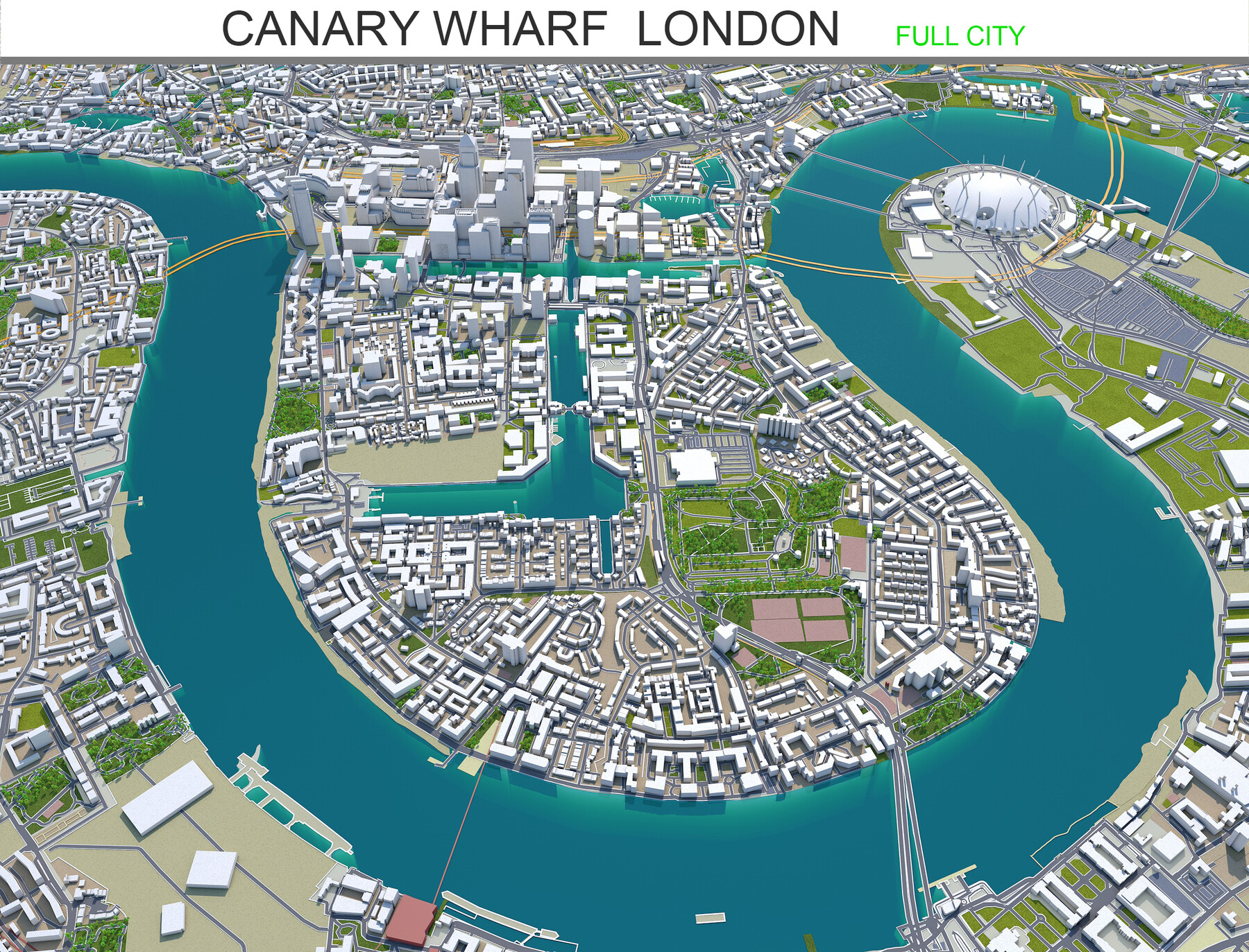 Canary Wharf London Map Artstation - Canary Wharf City London 3D Model 5Km | Game Assets
