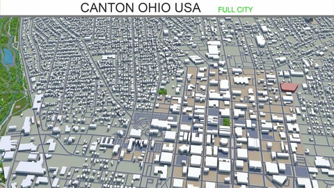 Canton city  Ohio USA 3d model 30km