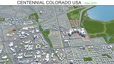 Centennial city Colorado USA 3d model 40km
