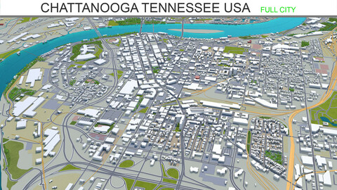 Chattanooga city Tennessee USA 3d model 50km
