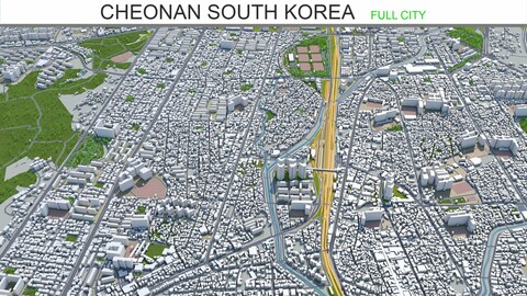 Cheonan city South Korea 3d model 50km