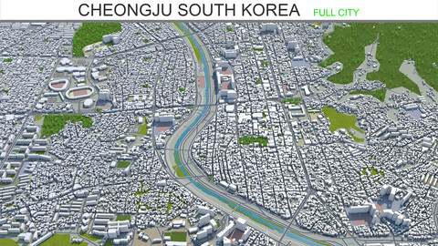Cheongju city South Korea 3d model 30km