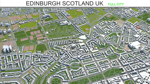 Edinburgh city Scotland UK 3d model 50km