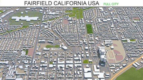 Fairfield city California USA 3d model 35km