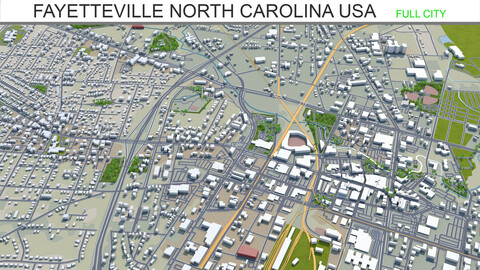 Fayetteville city North Carolina USA 3d model 50km