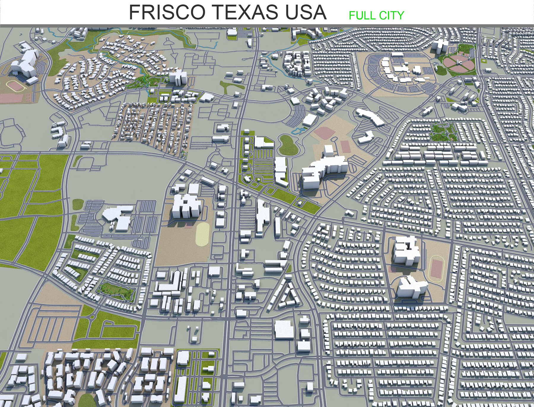 City Of Frisco Gis Artstation - Frisco City Texas Usa 3D Model 25 Km | Game Assets