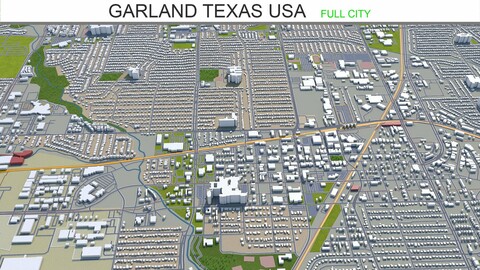 Garland city Texas USA 3d model 30km