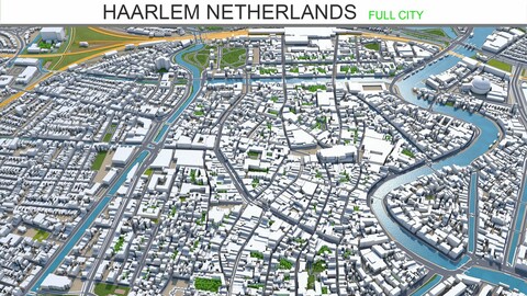 Haarlem city Netherlands 3d model 20km