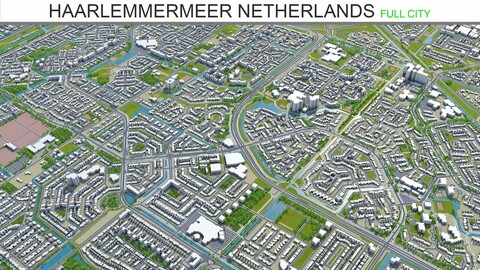 Haarlemmermeer city Netherlands 3d model 40km