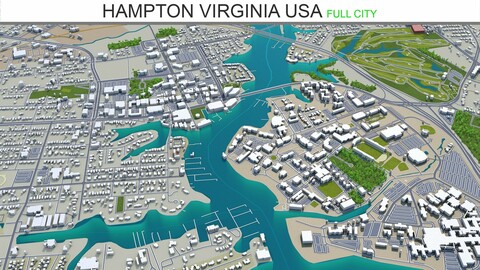 Hampton city Virginia USA 3d model 30km