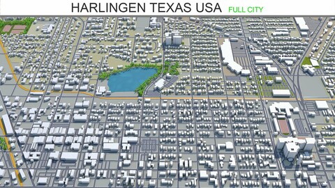 Harlingen city Texas USA 3d model 40km