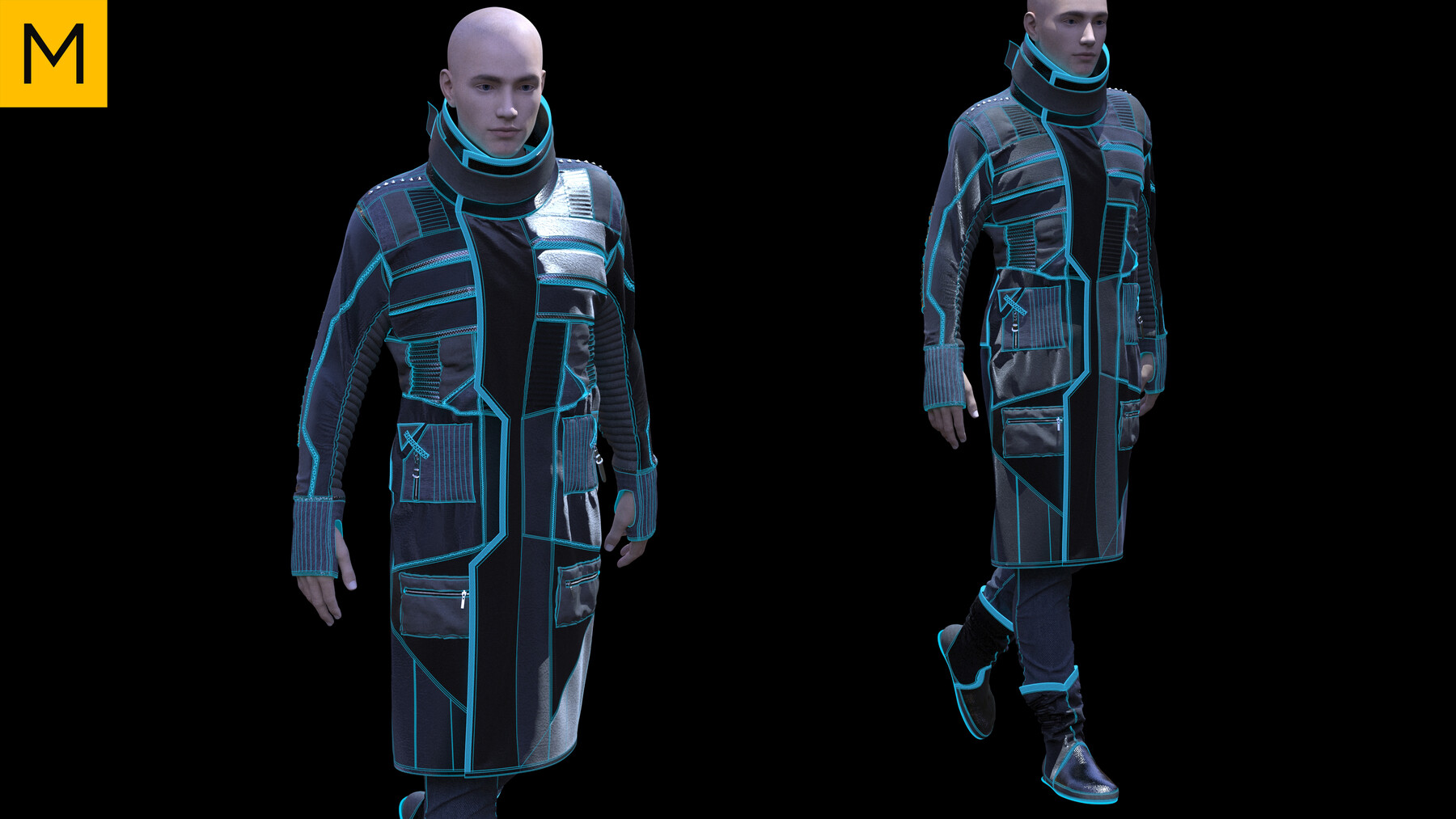 ArtStation - Sci-Fi / Cyberpunk Male Clothing. Avatar genesis 8 Male.  Marvelous Designer, Clo3d project + OBJ/FBX files.(19) | Game Assets