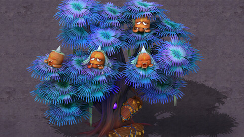Cartoon hell - ghost coffin tree 01
