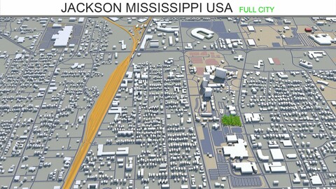 Jackson city Mississippi USA 3d model 40km