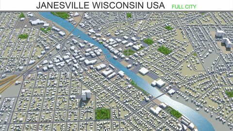 Janesville city Wisconsin USA 3d model 30km