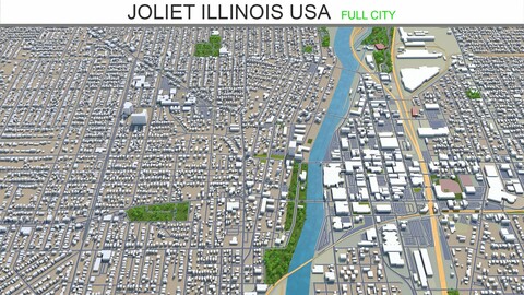Joliet city Illinois USA 3d model 40km