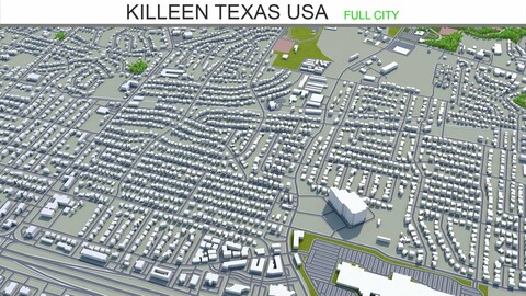 Killeen city Texas USA 3d model 25km