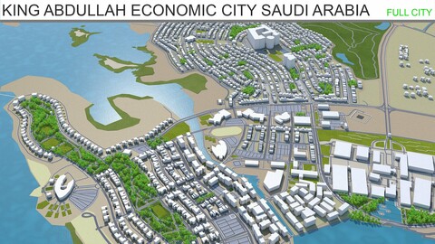 King Abdullah Economic City Saudi Arabia 3d model 35km