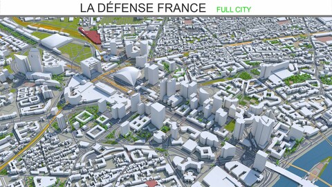 La Défense city France 3d model 10km