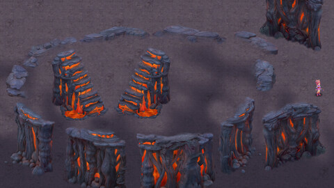 Cartoon hell - false terrain - hell lava pit