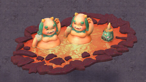 Cartoon hell - bathing ghosts