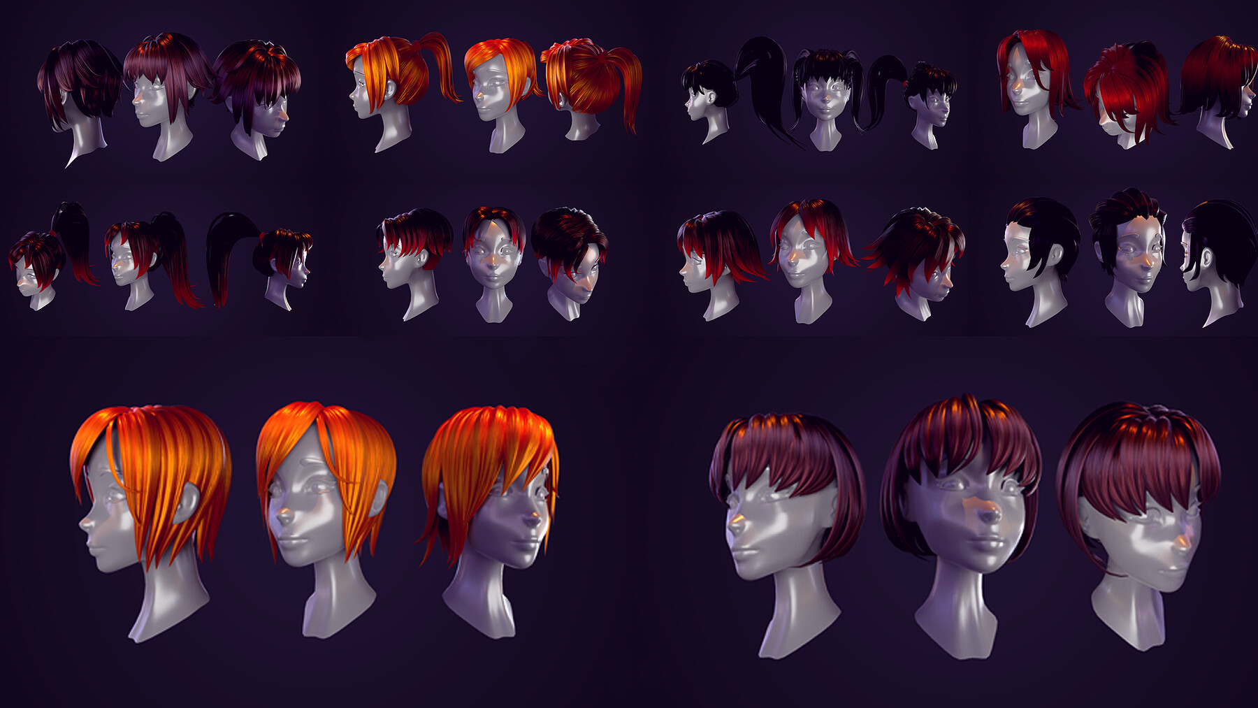 ArtStation - Anime Boy Hairstyles Pack (.Blend Files) | Game Assets