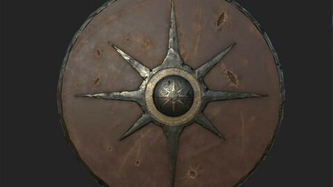 Viking historical leather-covered shield