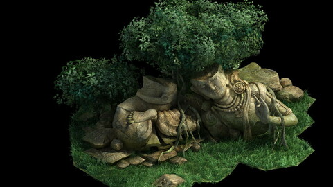 Traces forest Broken Statue of the Emperor 03