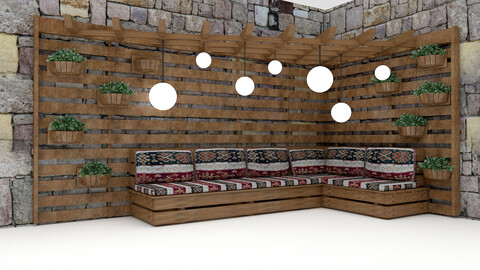 The wooden garden corner set