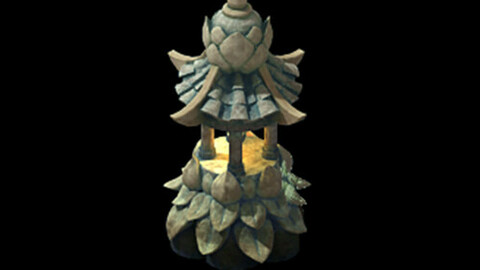 Game Model - Kashayana Buddha Forest Stone Lamp 01