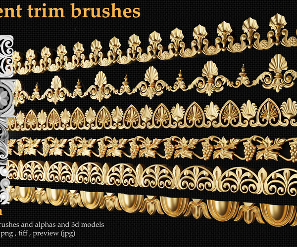 ArtStation Ornament trim Brush and 3d models vol.1 Brushes