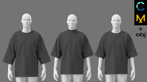 Streetwear fit t-shirts v2.0.  MD / CLO 3D zprj projects (+obj)