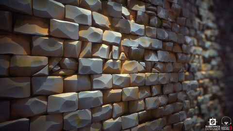 Stylized Stone Wall - Substance Designer Material