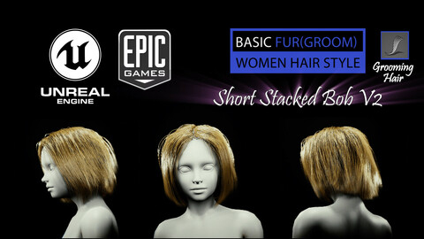 Short Stacked Bob V2 Hairstyle (Groom) For UE4