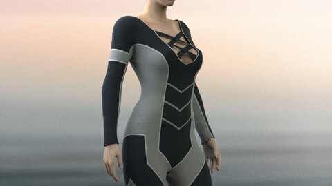 Women Sci-fi Suit . Clo3D , Marvelous Designer