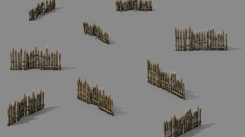 Pointed wood - fence 01