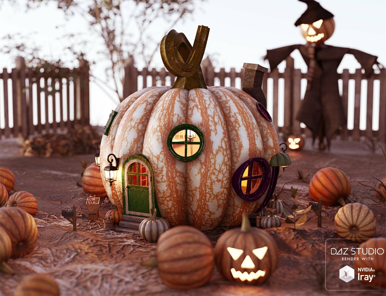 A cute little Pumpkin House, complete with fully rigged Doors and Windows. 