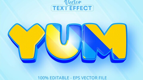 Yum text, cartoon style editable text effect