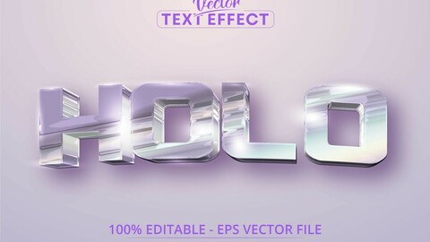 Holo text, holographic iridescent color wrinkled foil style editable text effect