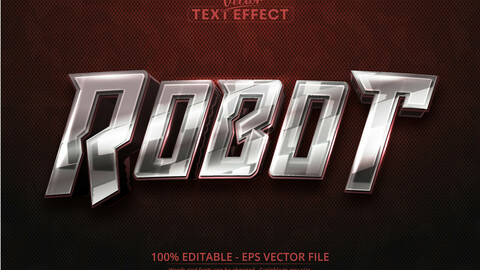Robot text, shiny silver color style editable text effect