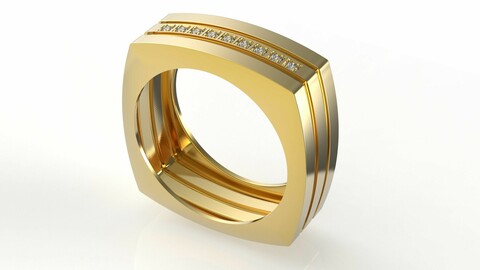 9 stones male ring 3D print model