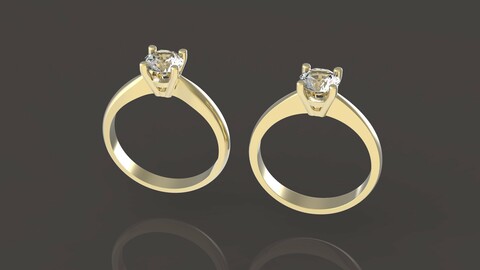 2 engagment ring diamond 3D print model